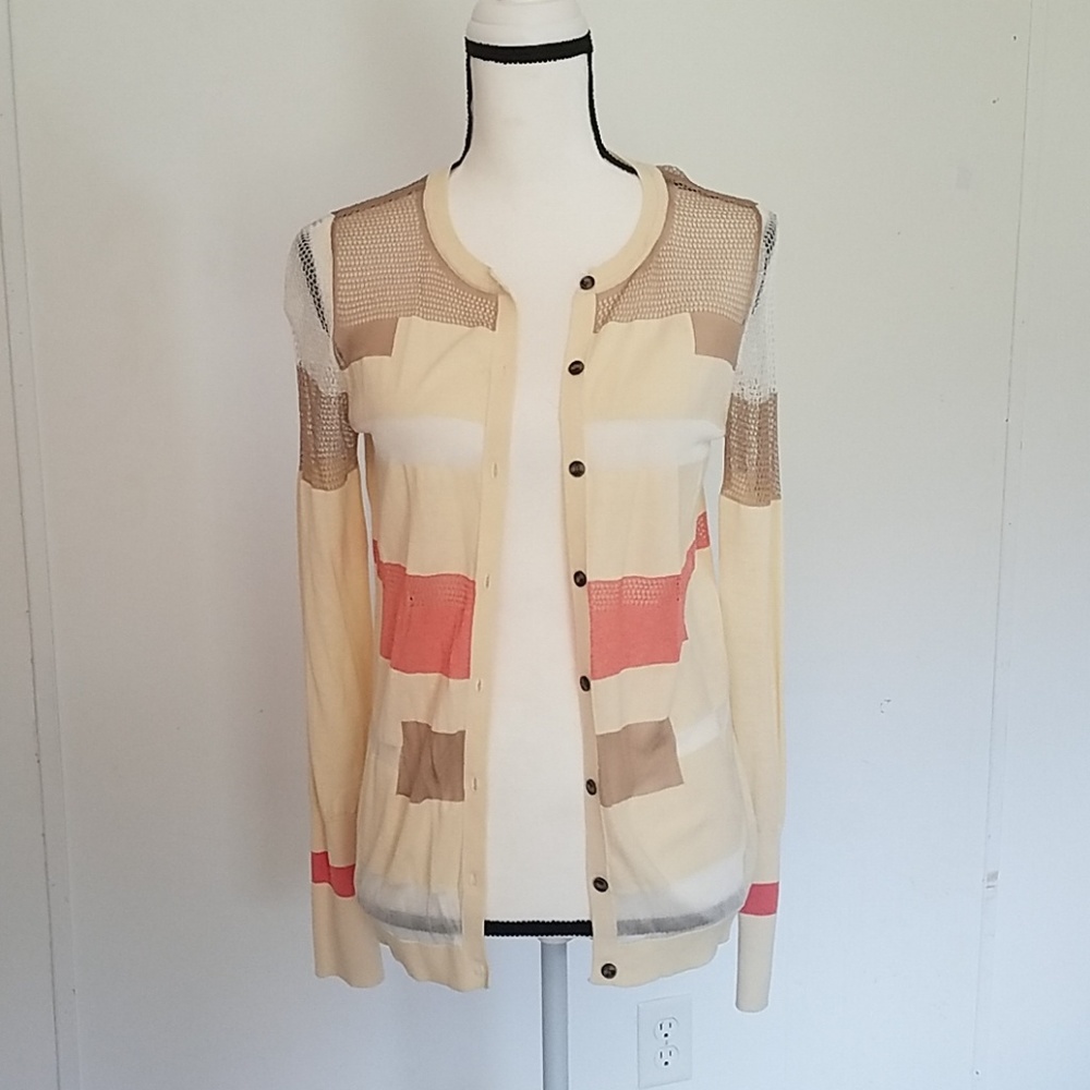 Simply Vera Netted Color Block Cardigan